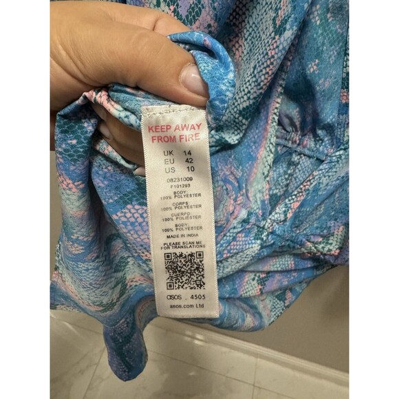 ASOS Design Shorts Romper Flutter Sleeve Pink Blue Size 10 - Picture 7 of 7